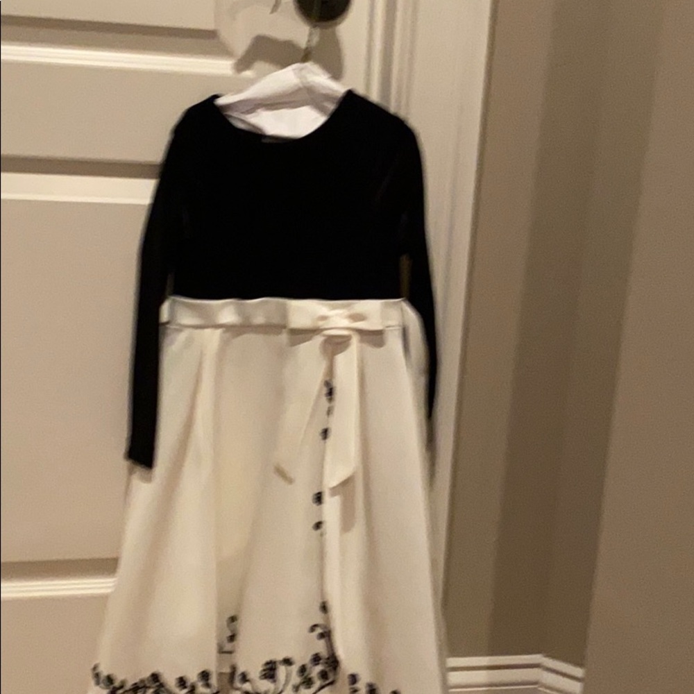 black velvet,satin skirt w/ black beaded dress.